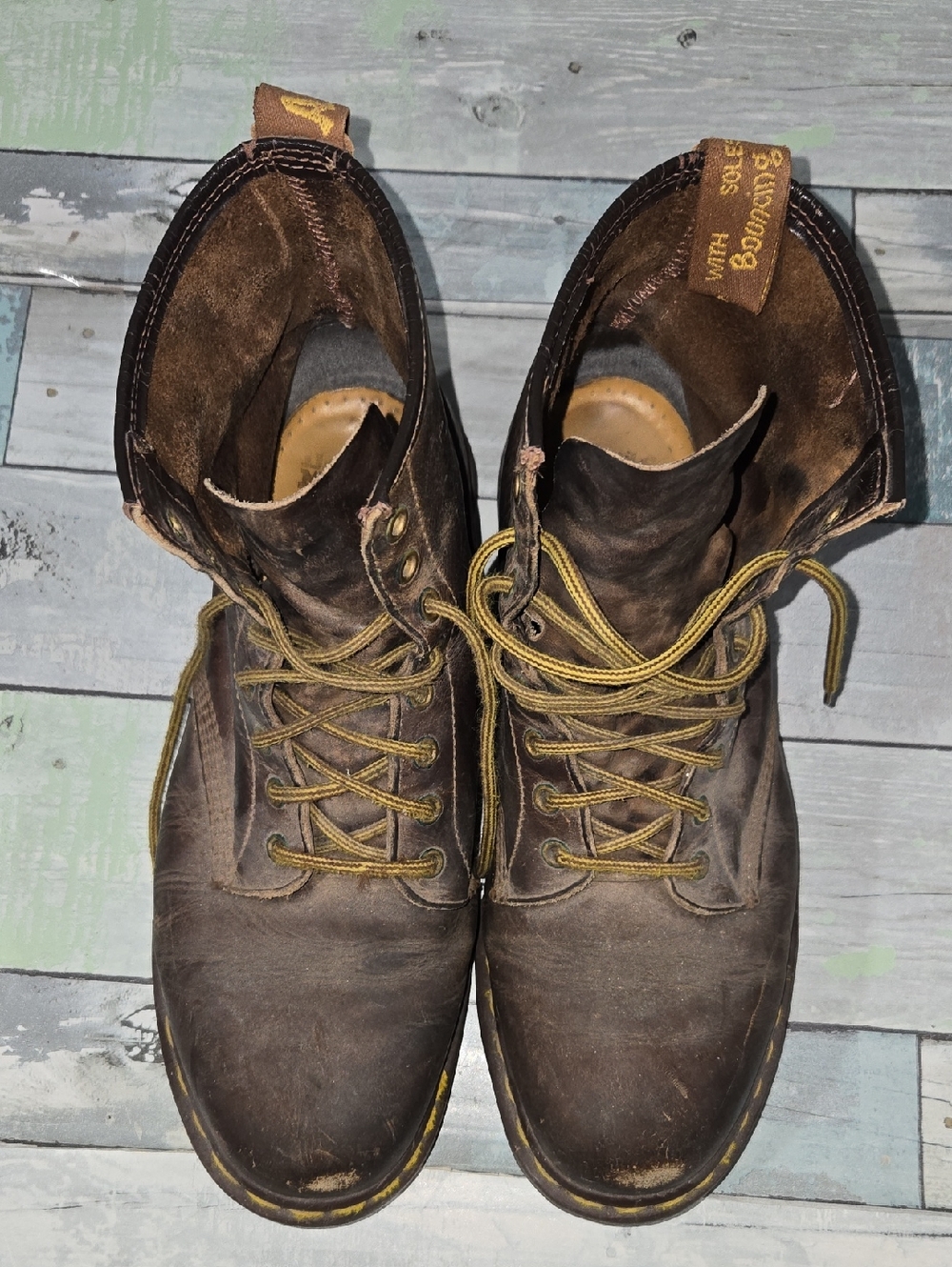 Vintage Dr Martens Brown Leather Lace-Up Work Boots Sz 10 - Picture 2 of 9